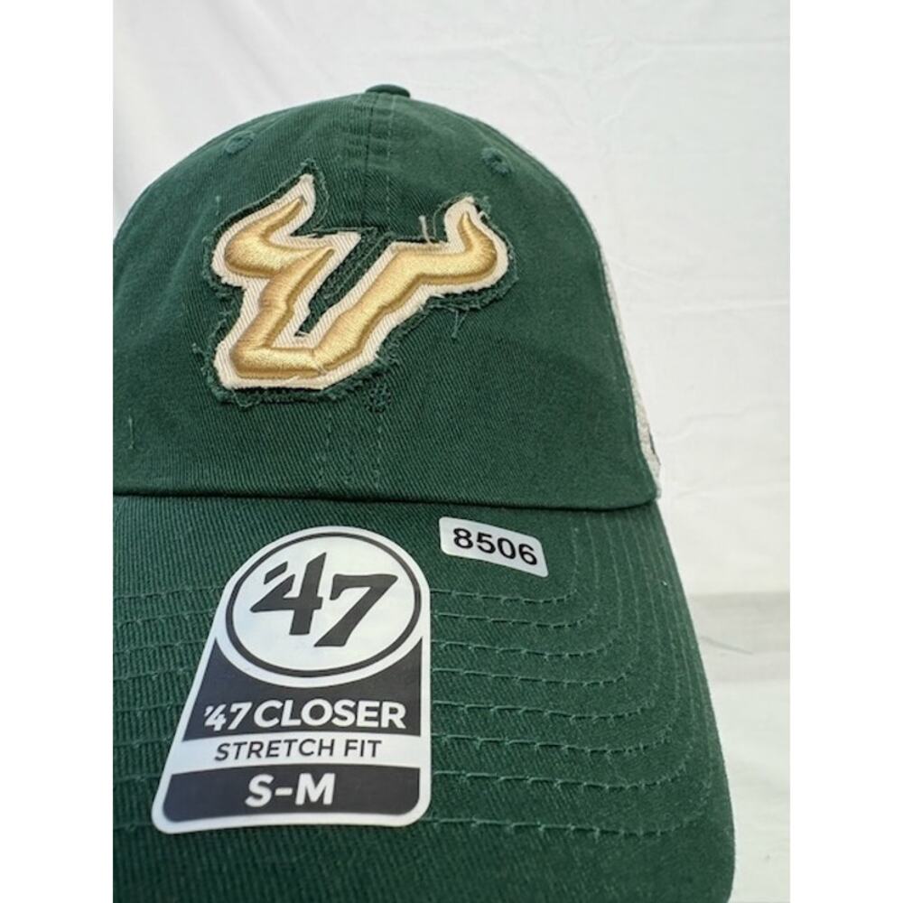 NWOT 47 Brand Trucker Hat USF Bulls Logo Stretch Fit Cap Green Khaki Unisex S/M - Picture 4 of 8